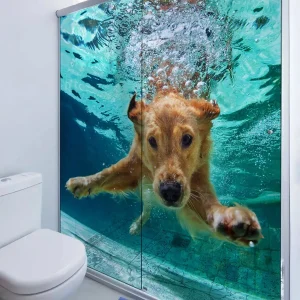 Película Adesiva Box Banheiro Cachorro 2 Folhas 3d 150x200cm