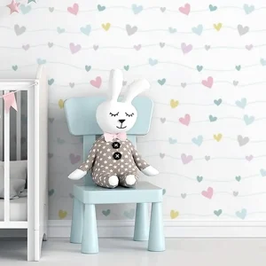 Papel De Parede Adesivo Infantil Corações Coloridos