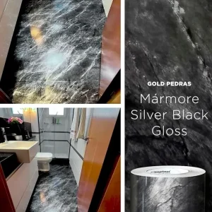 Adesivo Para Chao Marmore Silver black Lavavel Imprimax