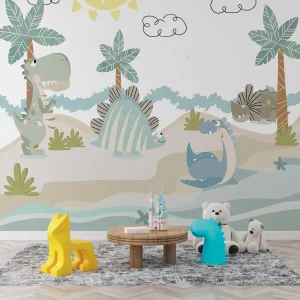 Papel De Parede Auto Colante Dinossauro Dino Infantil