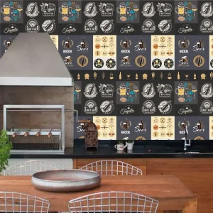 Papel De Parede Área Gourmet Vintage Retrô