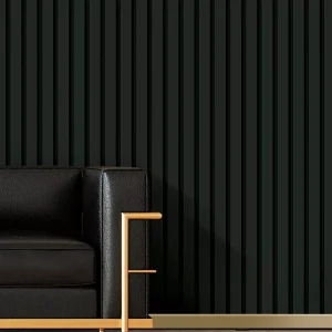 Papel De Parede Adesivo Preto Efeito Ripado