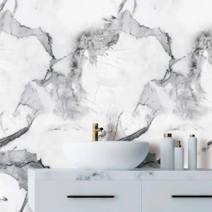 Papel De Parede Efeito Marmore Branco