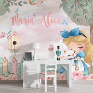 Papel de Parede Adesivo Lavável Infantil Menina Personalize Com Qualquer Nome