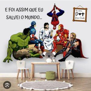 Adesivo Personalizado Jesus e Marvel